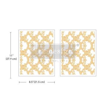 Re-Design with Prima - Transfer Aufkleber 8,5x11 Inch "Kacha Golden Lacework" Decor Transfer 2 Bogen 