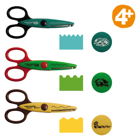 Fiskars - Kinderscherenset "Swamp Animals" Kidzors Scissors Set 3-teilig