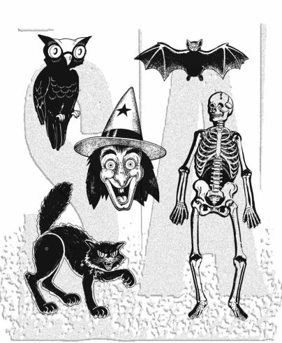 Stampers Anonymous - Gummistempelset "Retro Halloween" Cling Stamp Design by Tim Holtz