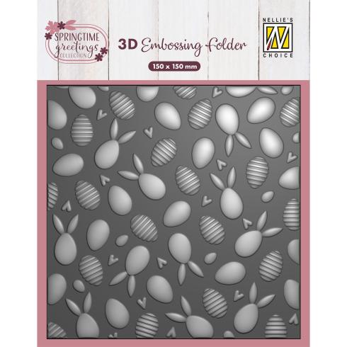 Nellie Snellen - Prägefolder "Hasen und Ostereier" 3D Embossing Folder 