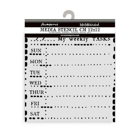 Stamperia - Schablone 12x12cm "Diary Weekly Planner" Stencil