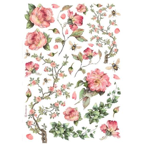 Stamperia - Decopatch Papier "Roses and Ivy" Decoupage A4 - 6 Bogen  