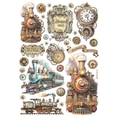 Stamperia - Decopatch Papier "Train" Decoupage A4 - 6 Bogen  