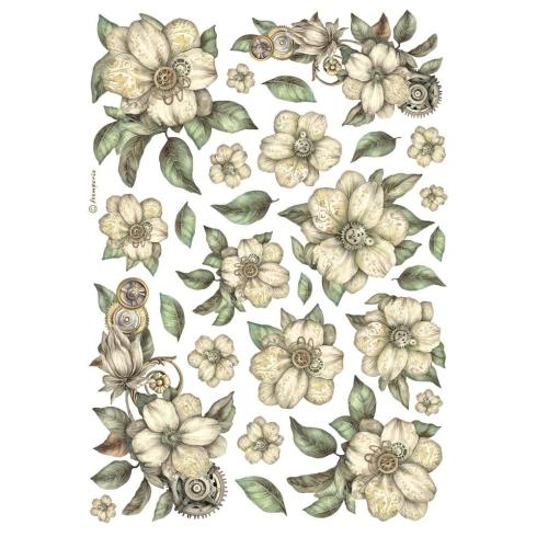 Stamperia - Decopatch Papier "White Flowers" Decoupage A4 - 6 Bogen  