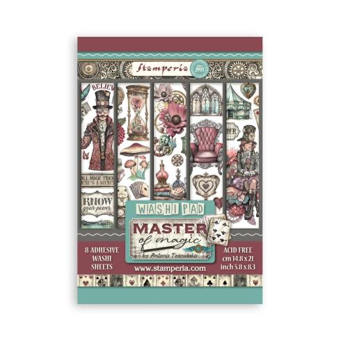 Stamperia - Washi Papier "Master of Magic" Washi Pad 14,8x21cm - 8 Bogen