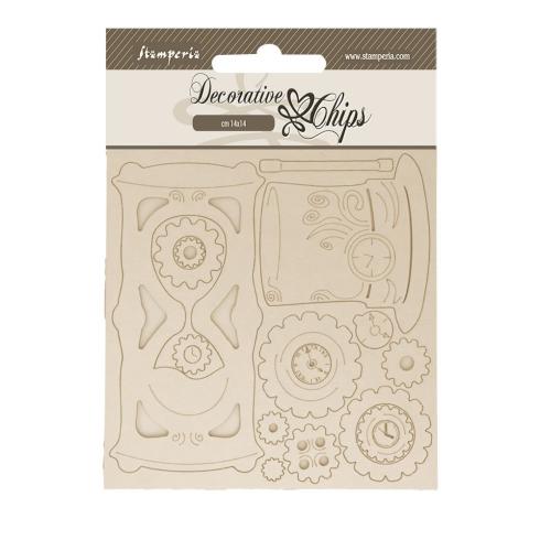 Stamperia - Holzteile 14x14 cm "Hourglass" Decorative Chips