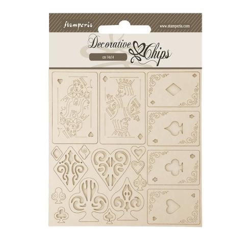 Stamperia - Holzteile 14x14 cm "Playing Cards" Decorative Chips