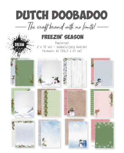 Dutch Doobadoo - Designpapier "Freezin' Season" Paper Pack 29,7x21cm - 24 Bogen