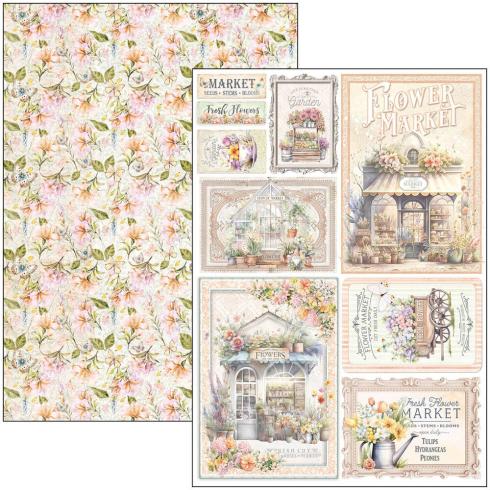 Ciao Bella - Stanzteile "Flower Shop" Creative Pad A4 - 9 Bogen