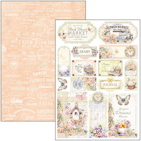 Ciao Bella - Stanzteile "Flower Shop" Creative Pad A4 - 9 Bogen