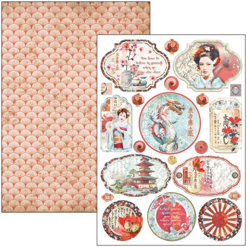 Ciao Bella - Stanzteile "Land of the Rising Sun" Creative Pad A4 - 9 Bogen