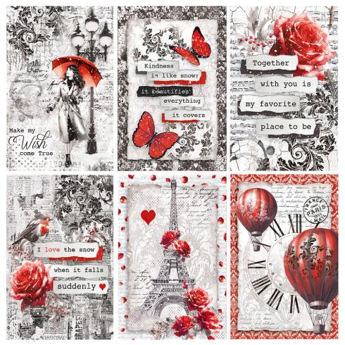 Ciao Bella - Pergamentpapier "Paris Je t'aime" Vellum 6x6 Inch - 6 Bogen