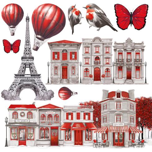 Ciao Bella - Pergamentpapier "Paris Je t'aime" Vellum 6x6 Inch - 6 Bogen