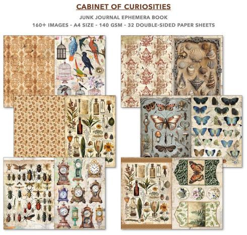 Ciao Bella - Designpapier & Stanzteile "Cabinet of Curiosities" Junk Journal Ephemera Book A4 - 32 Bogen