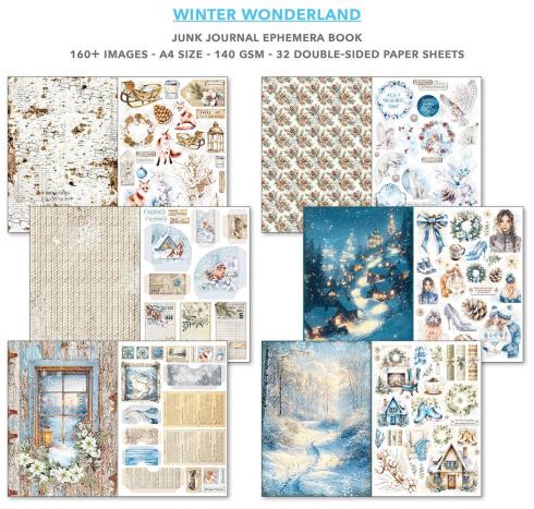 Ciao Bella - Designpapier & Stanzteile "Winter Wonderland" Junk Journal Ephemera Book A4 - 32 Bogen