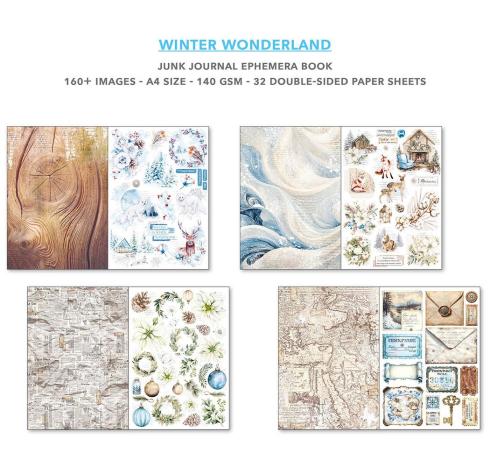 Ciao Bella - Designpapier & Stanzteile "Winter Wonderland" Junk Journal Ephemera Book A4 - 32 Bogen