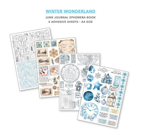 Ciao Bella - Designpapier & Stanzteile "Winter Wonderland" Junk Journal Ephemera Book A4 - 32 Bogen