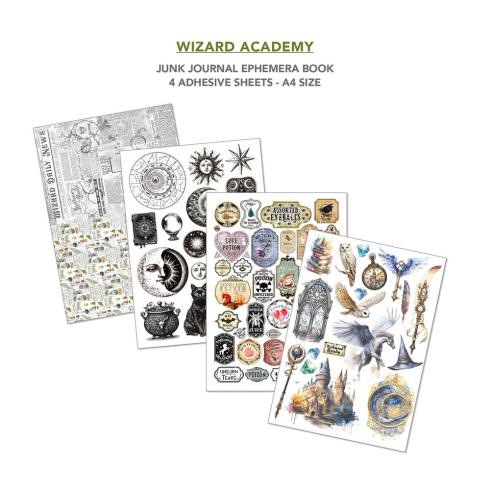 Ciao Bella - Designpapier & Stanzteile "Wizard Academy" Junk Journal Ephemera Book A4 - 32 Bogen