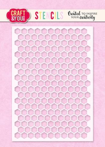 Craft & You Design - Schablone 10,5x14,8cm "Honeycomb" Stencil