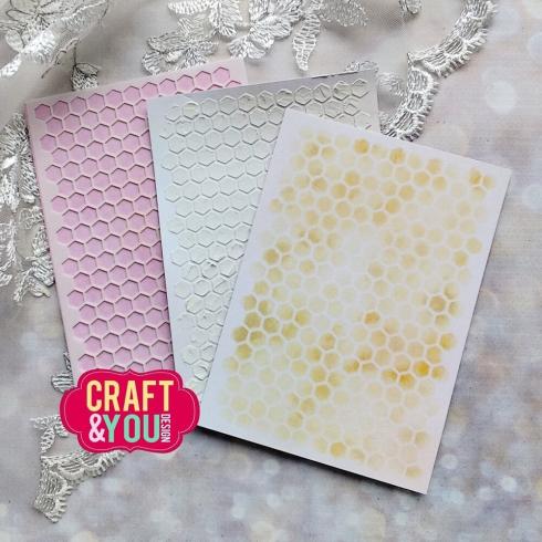 Craft & You Design - Schablone 10,5x14,8cm "Honeycomb" Stencil