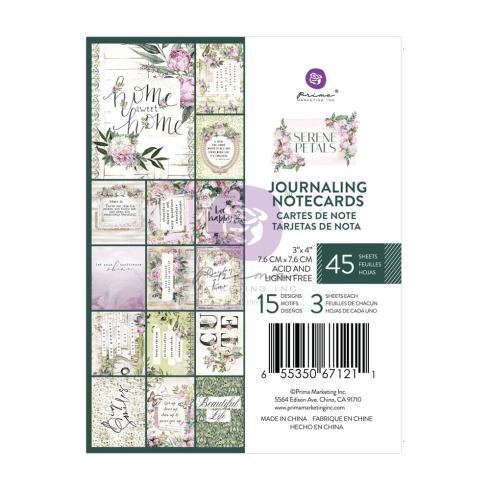 Prima Marketing - Designpapier "Serene Petals" Paper Pack - Journaling Cards 3x4 Inch - 45 Bogen