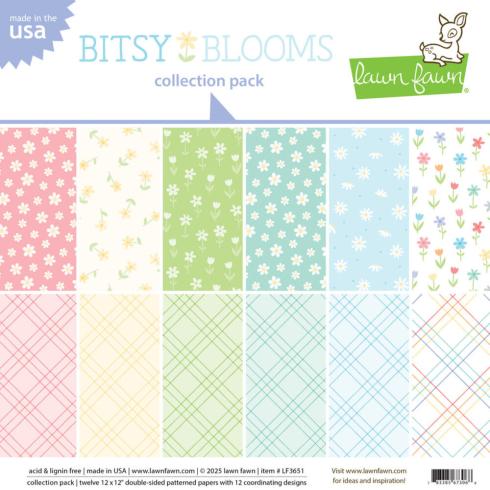 Lawn Fawn - Designpapier Bitsy Blooms" Paper Pad 12x12 Inch - 12 Bogen