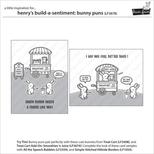 Lawn Fawn - Stempelset "Henry's Build-A-Sentiment: Bunny Puns" Clear Stamp