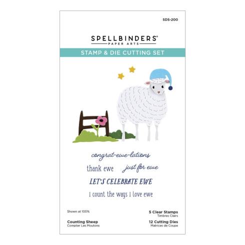 Spellbinders - Stempelset & Stanzschablone "Counting Sheep Clear" Clear Stamps & Dies