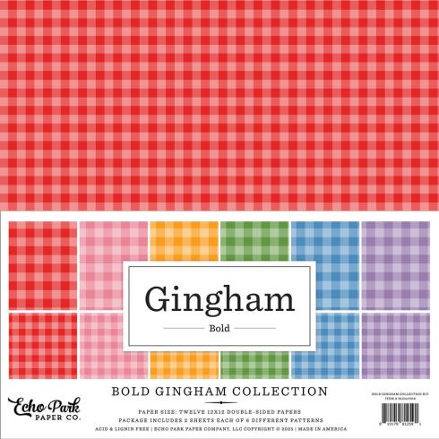 Echo Park - Designpapier "Bold Gingham" Collection Kit 12x12 Inch - 12 Bogen