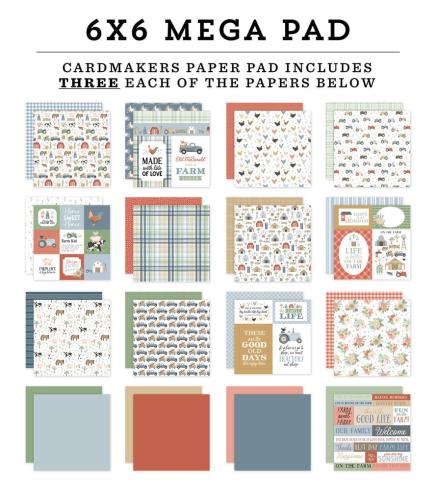 Carta Bella - Designpapier "On The Farm" Cardmakers Mega Pad 6x6 Inch - 48 Bogen