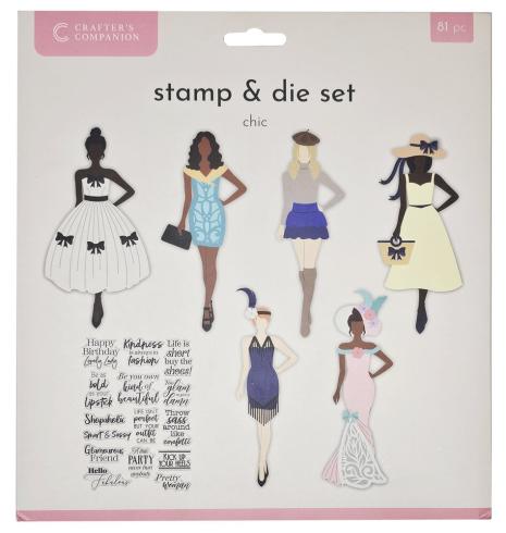 Crafters Companion - Stempelset & Stanzschablone "Chic" Stamp & Dies