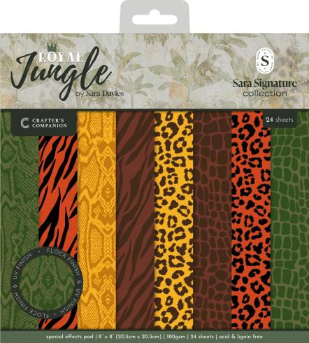 Crafters Companion - Designpapier "Royal Jungle Special Effects" Paper Pack 8x8 Inch - 24 Bogen