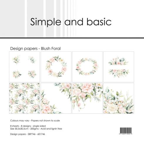 Simple and Basic - Designpapier "Blush Floral" Paper Pack 12x12 Inch - 8 Bogen 