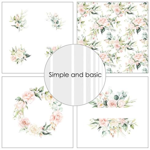 Simple and Basic - Designpapier "Blush Floral" Paper Pack 12x12 Inch - 8 Bogen 