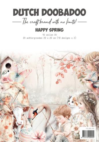 Dutch Doobadoo - Designpapier "Happy Spring" Paper Pack 20x20cm - 30 Bogen