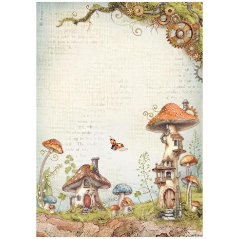 Stamperia - Decopatch Papier "Mushroom Houses" Decoupage A4 - 6 Bogen  