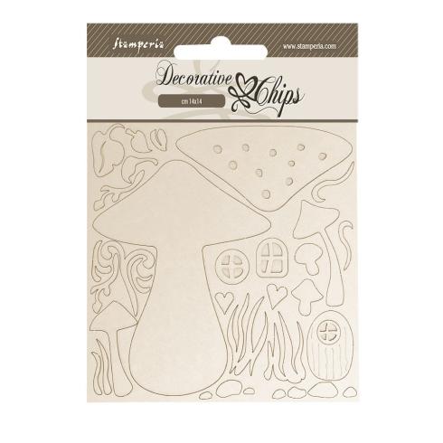 Stamperia - Holzteile 14x14 cm "Mushrooms" Decorative Chips