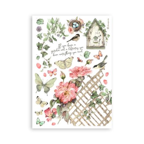 Stamperia - Washi Papier "House of Roses" Washi Pad 14,8x21cm - 8 Bogen