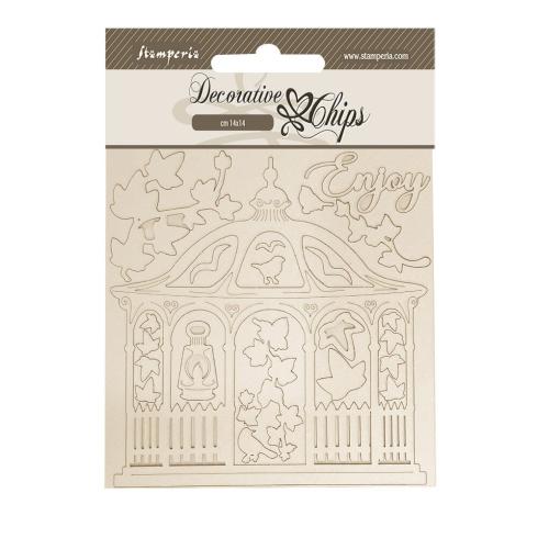 Stamperia - Holzteile 14x14 cm "Gazebo" Decorative Chips