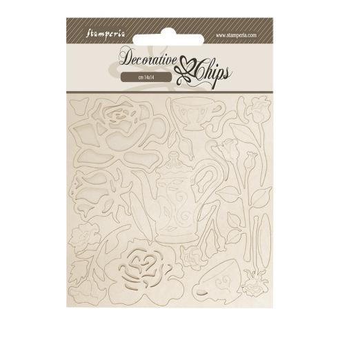 Stamperia - Holzteile 14x14 cm "Roses" Decorative Chips