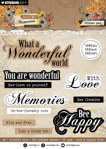 Studio Light - Aufkleber "Sweet Bee Memories Sentiments" Sticker Paper Pad