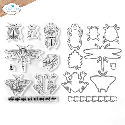 Elizabeth Craft Designs - Stempel & Stanzeschablone "Beetles and Bugs" Stamp & Dies