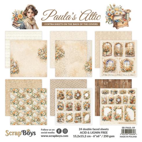 ScrapBoys - Designpapier "Paula's Attic" Paper Pack 6x6 Inch - 24 Bogen