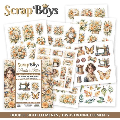 ScrapBoys - Stanzteile "Paula's Attic" Pop Up Paper Pack 6x6 Inch - 24 Bogen