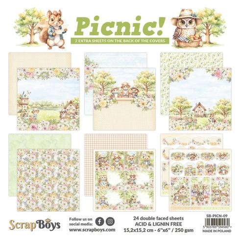 ScrapBoys - Designpapier "Picnic!" Paper Pack 6x6 Inch - 24 Bogen