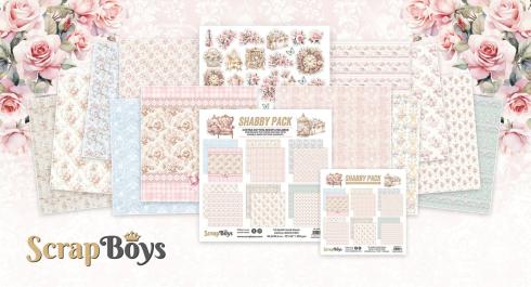 ScrapBoys - Designpapier "Shabby Pack" Paper Pack 12x12 Inch - 12 Bogen