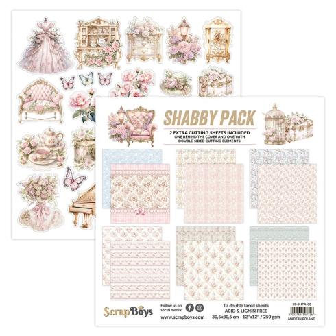 ScrapBoys - Designpapier "Shabby Pack" Paper Pack 12x12 Inch - 12 Bogen