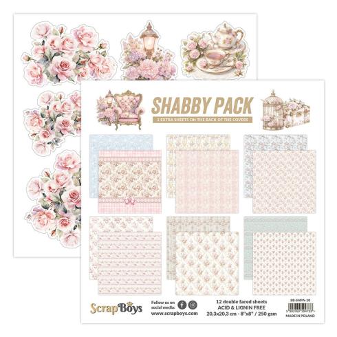 ScrapBoys - Designpapier "Shabby Pack" Paper Pack 8x8 Inch - 12 Bogen