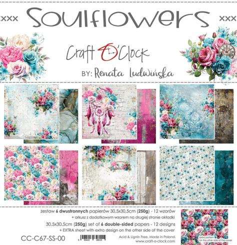 Craft OClock - Designpapier "Soulflowers" Paper Pack 12x12 Inch - 6 Bogen