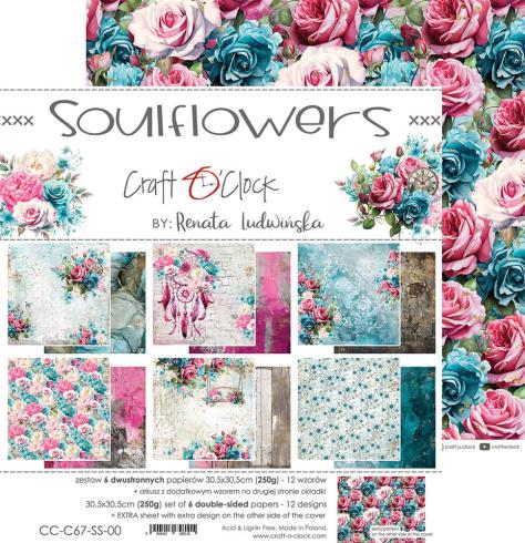 Craft OClock - Designpapier "Soulflowers" Paper Pack 12x12 Inch - 6 Bogen